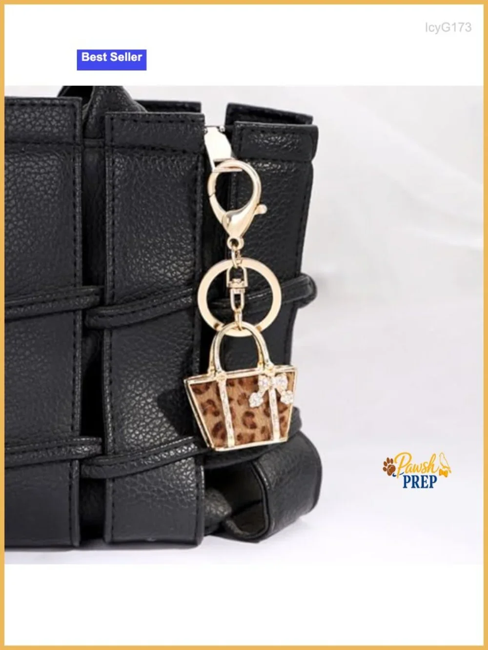 Leopard Print Small Bag Shape Keychain Key Ring Car Keychain Backpack Pendant